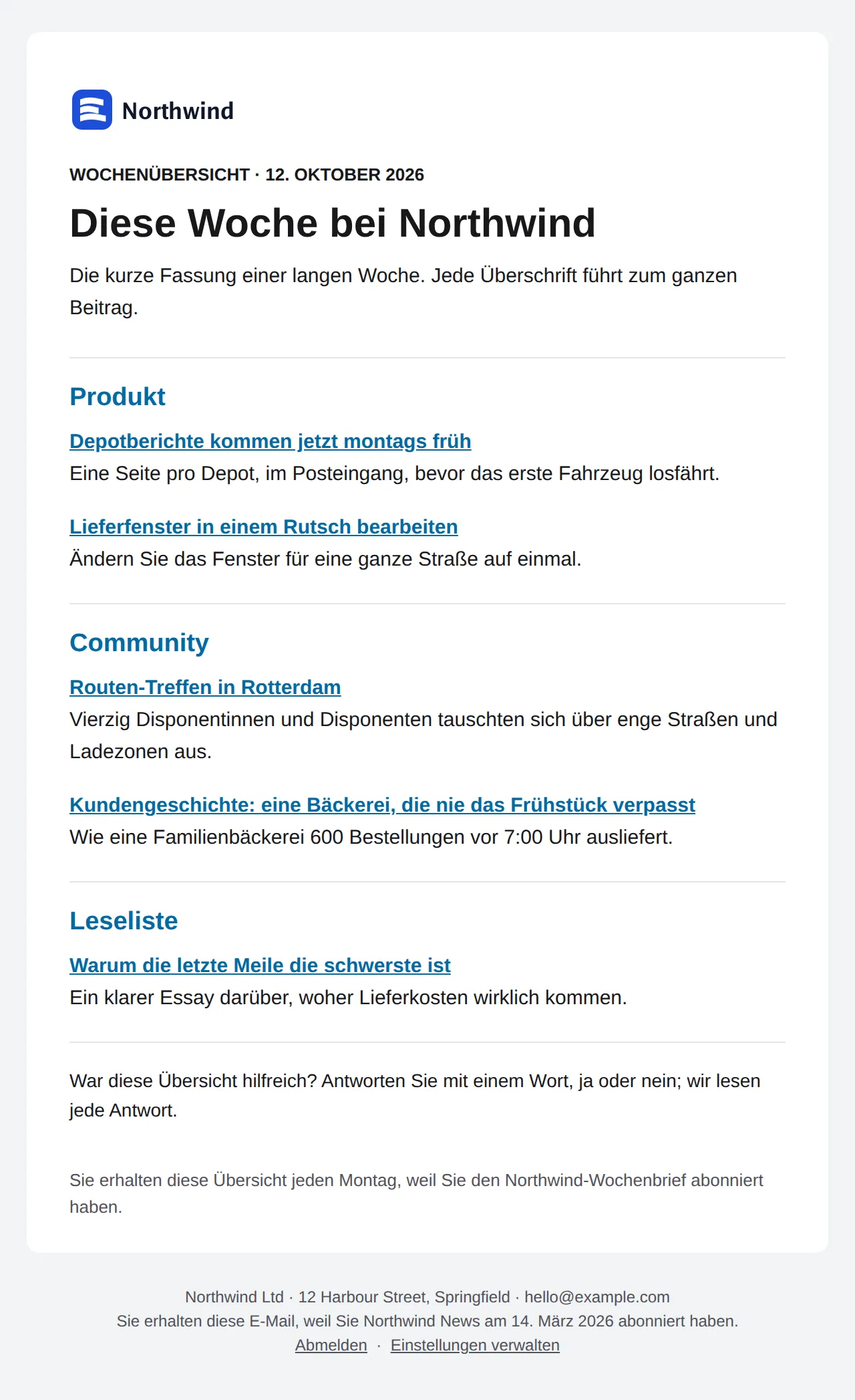 Vorschau der Vorlage Übersicht