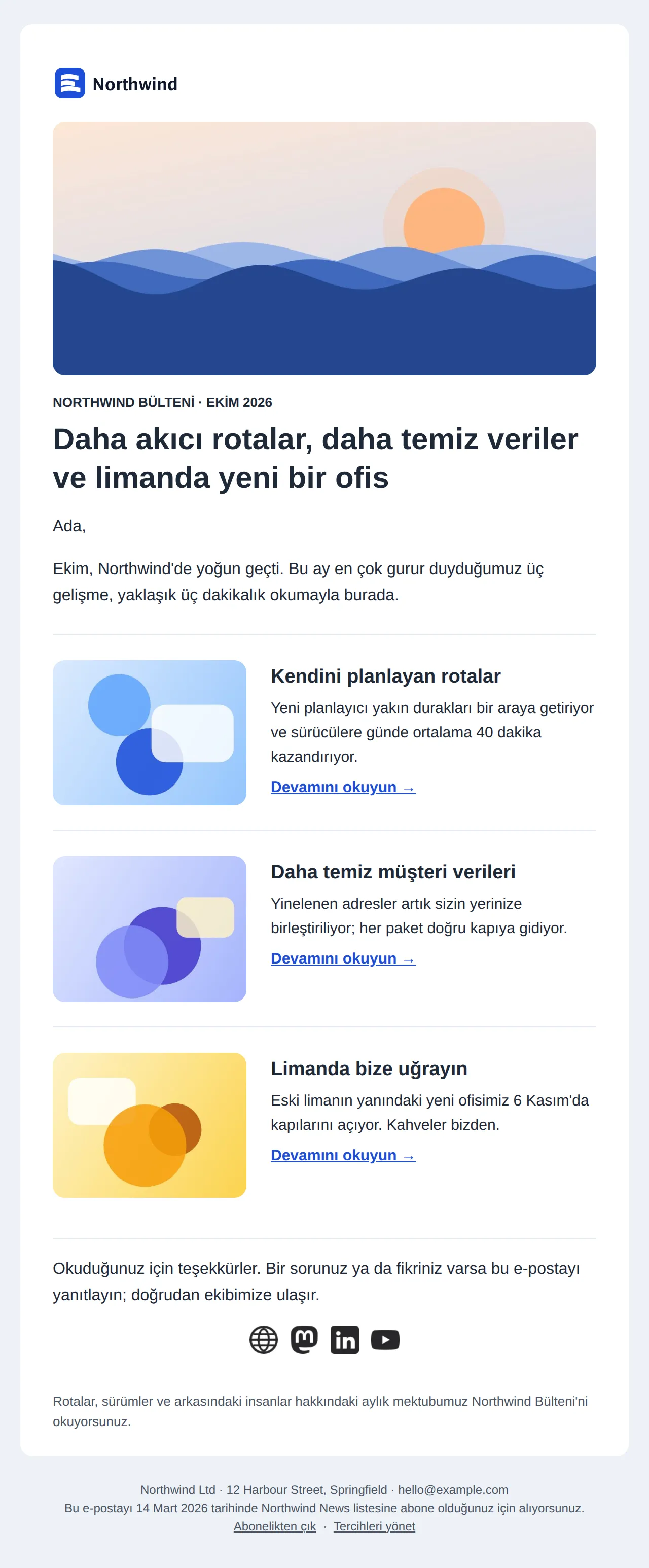 Bülten şablonunun önizlemesi